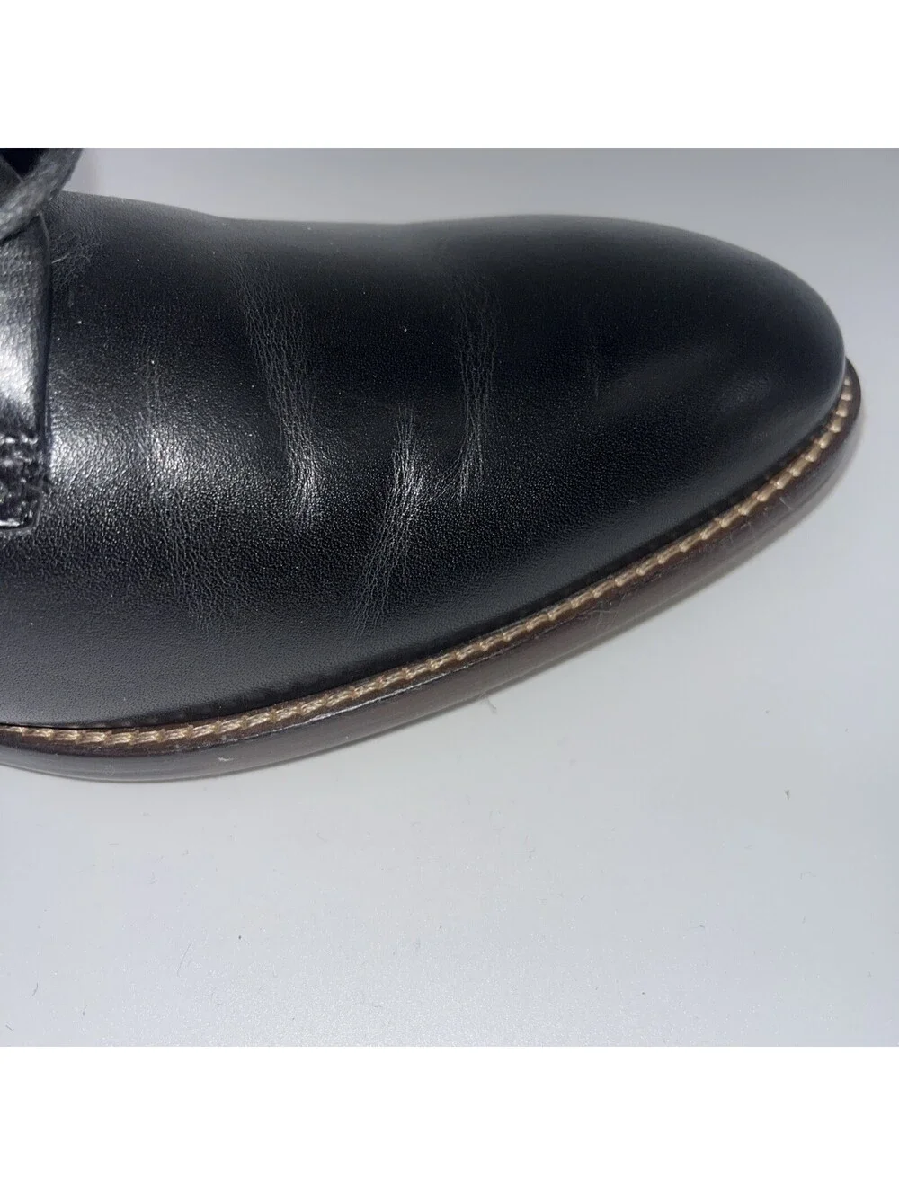 Johnson & Murphy Black Leather Dress Shoes Mens 10.5, 59-2469 Stockton Plain Toe